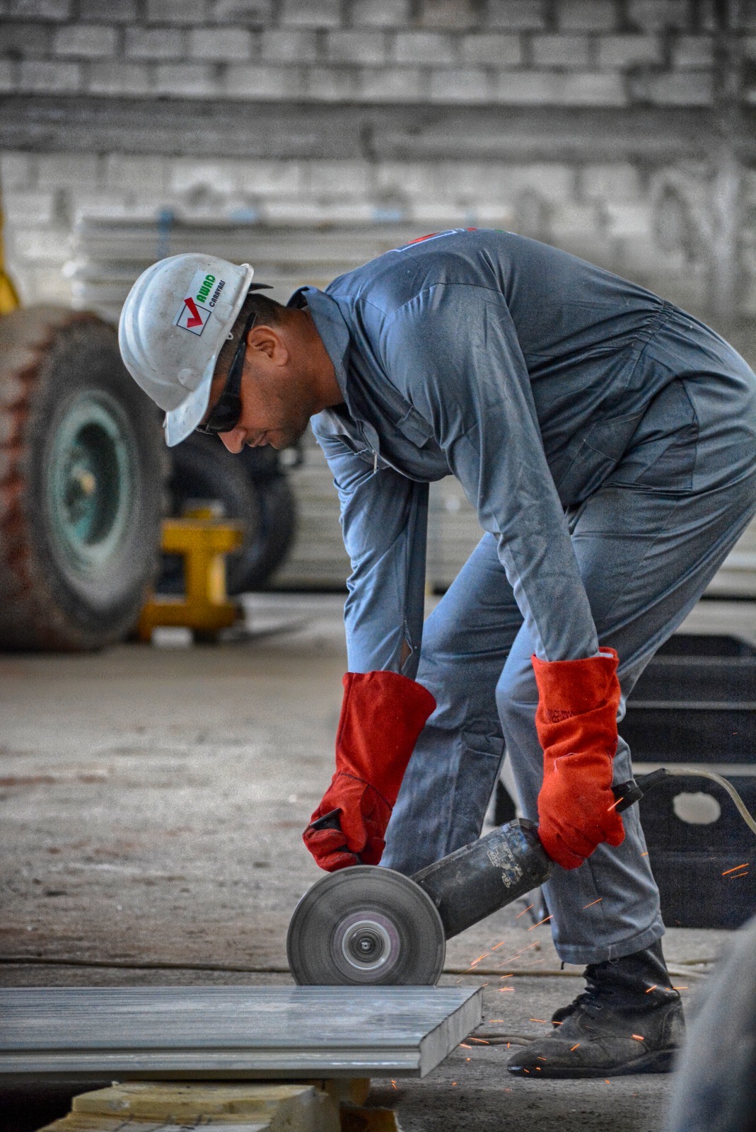 Fabrication technician at work